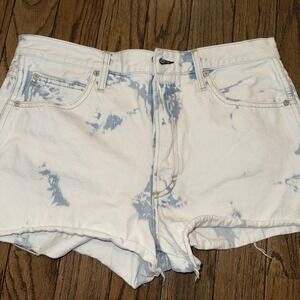 AMO Women's Acid Wash Loverboy Cut Off Jean Shorts Size 31" Inseam 2" Button Fly